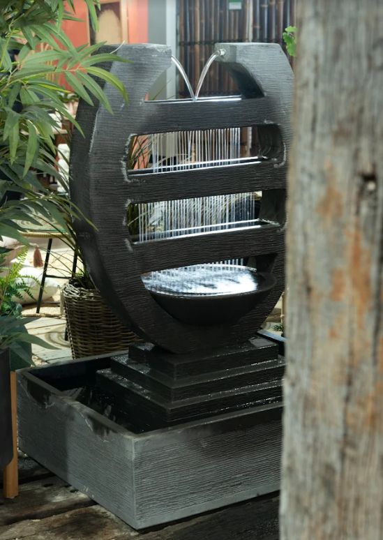 Harp Solar Fountain - Charcoal